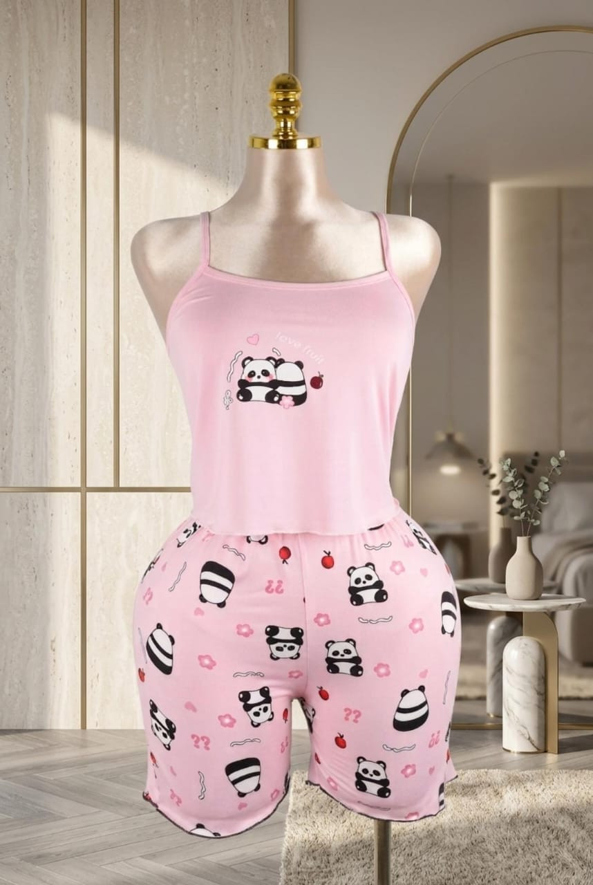 طقم هوت شورت وكت شعيرات قطن - One Size بينك